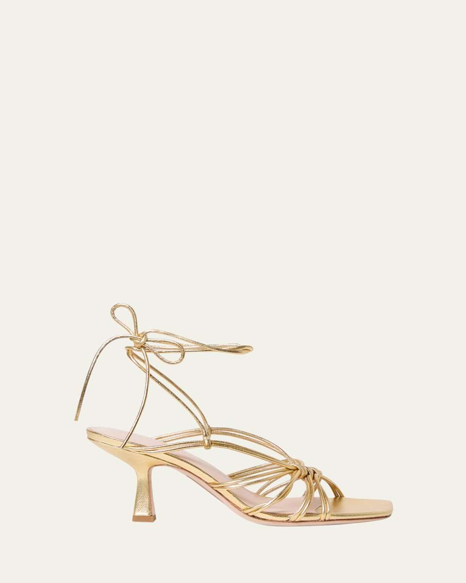 Vivienne Strappy Metallic Leather Lace-Up Sandals